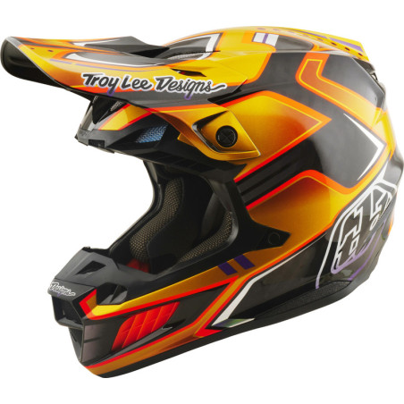 Casque TROY LEE DESIGNS SE5 Carbon MIPS – Crest Gold, Taille L, protection carbone premium