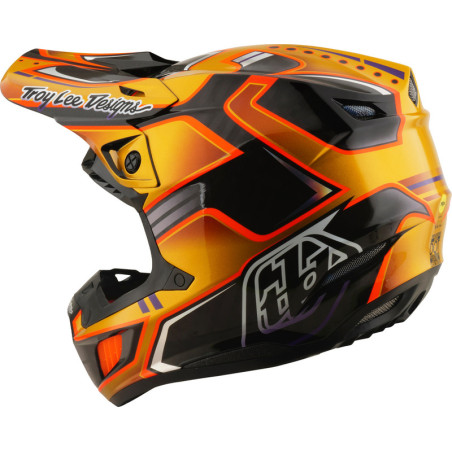 Casque TROY LEE DESIGNS SE5 Carbon MIPS – Crest Gold, Taille L, protection carbone premium