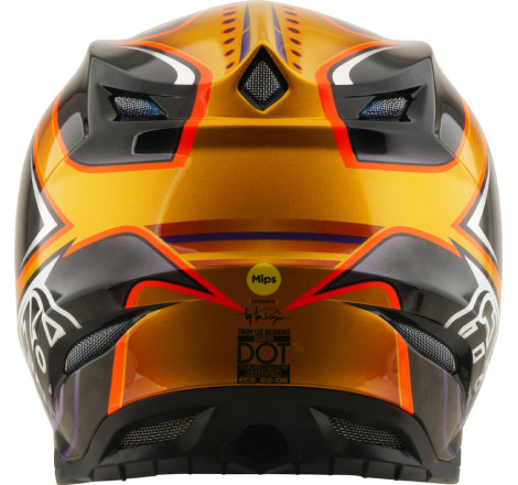 Casque TROY LEE DESIGNS SE5 Carbon MIPS – Crest Gold, Taille L, protection carbone premium
