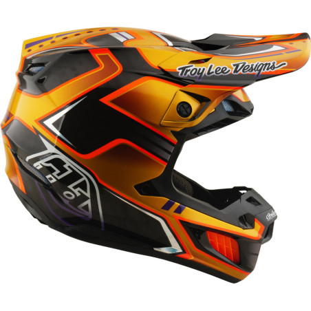 Casque TROY LEE DESIGNS SE5 Carbon MIPS – Crest Gold, Taille L, protection carbone premium