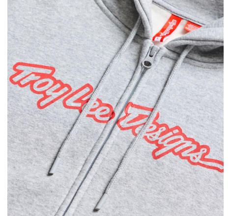 Hoodie TROY LEE DESIGNS Zip Up Signature - Gray/Heather/Red