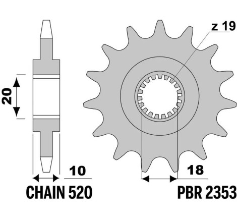 Pignon PBR acier standard - 520