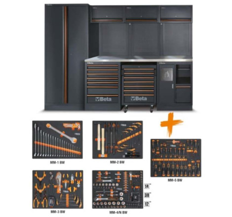 Combinaison d’ameublement d’atelier Beta Tools C45PRO 2.0 W avec 268 outils Beta Worker