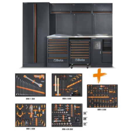 Combinaison d’ameublement d’atelier Beta Tools C45PRO 2.0 W avec 268 outils Beta Worker