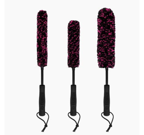 Jeu de 3 brosses microfibre Muc-Off - nettoyage moto précis et sans rayures