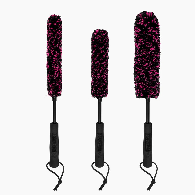 Jeu de 3 brosses microfibre Muc-Off - nettoyage moto précis et sans rayures