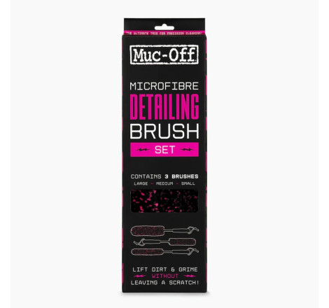 Jeu de 3 brosses microfibre Muc-Off - nettoyage moto précis et sans rayures