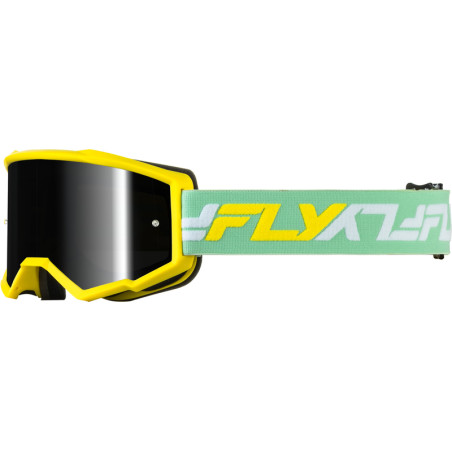 Masque FLY RACING Zone jaune/vertnoir - écran Mirror/Smoke