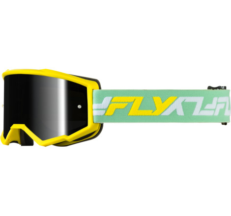 Masque FLY RACING Zone jaune/vertnoir - écran Mirror/Smoke
