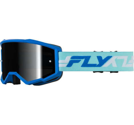 Masque FLY RACING Zone bleu/blanc/noir - écran Mirror/Smoke