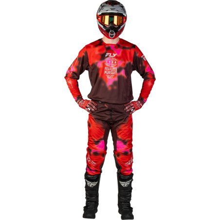 Maillot FLY RACING Kinetic Blur - rouge/marron