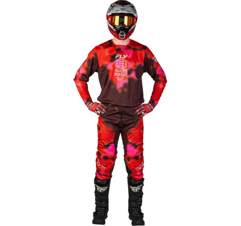 Maillot FLY RACING Kinetic Blur - rouge/marron