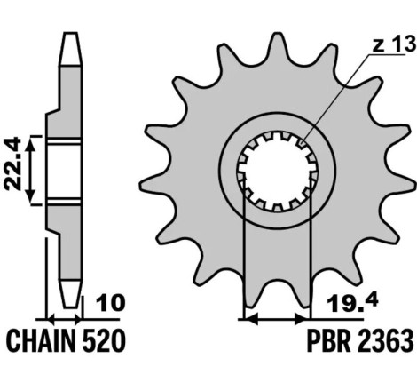 Pignon PBR acier anti-bruit - 520