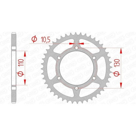Kit chaîne AFAM 520 XSR4 - 14/43-112 - Couronne acier standard