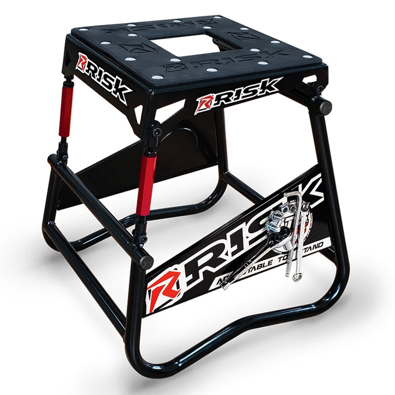 Lève-moto RISK RACING A.T.S. inclinaison réglable avec plaque aimantée pour entretien tout-terrain