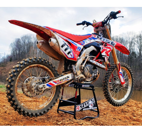Lève-moto RISK RACING A.T.S. inclinaison réglable avec plaque aimantée pour entretien tout-terrain