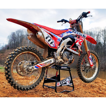 Lève-moto RISK RACING A.T.S. inclinaison réglable avec plaque aimantée pour entretien tout-terrain