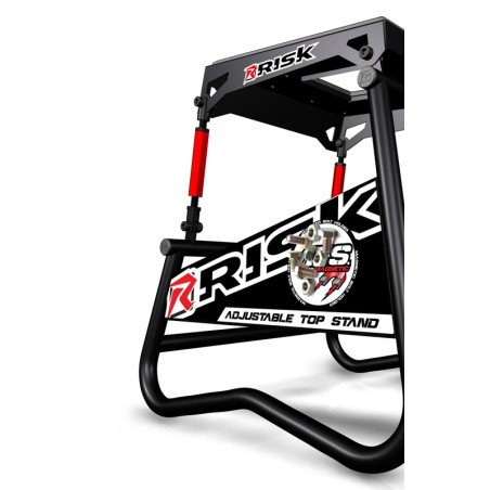 Lève-moto RISK RACING A.T.S. inclinaison réglable avec plaque aimantée pour entretien tout-terrain