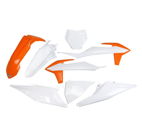 Kit plastiques UFO Orange/Blanc pour KTM SX / SX-F 125 / 250 / 350 / 450 – 2019 à 2022