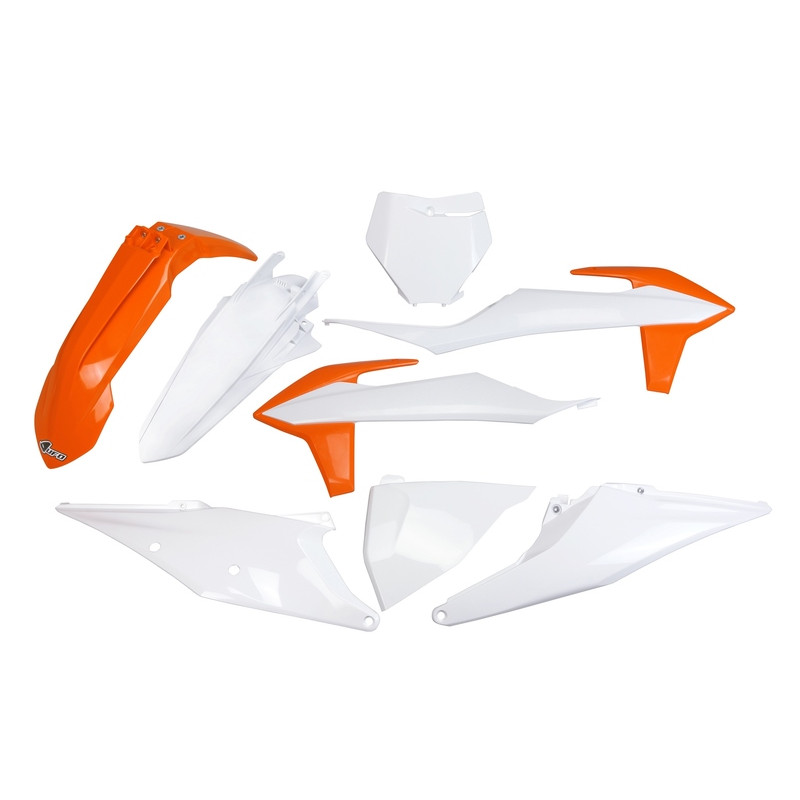 Kit plastiques UFO Orange/Blanc pour KTM SX / SX-F 125 / 250 / 350 / 450 – 2019 à 2022