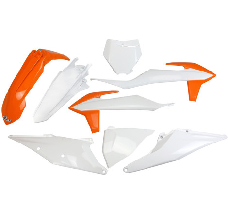 Kit plastiques UFO Orange/Blanc pour KTM SX / SX-F 125 / 250 / 350 / 450 – 2019 à 2022