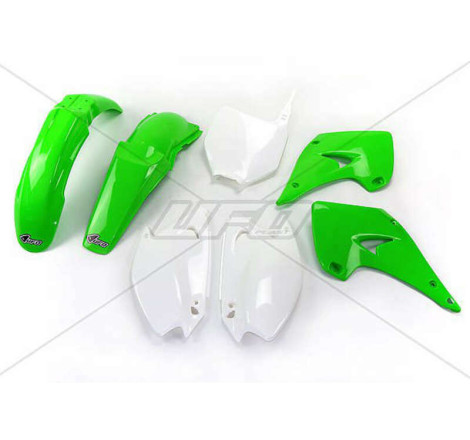 Kit plastiques UFO Vert/Blanc pour Kawasaki KX 125 / 250 – 2003 à 2008