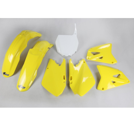 Kit plastiques UFO Jaune/Blanc pour Suzuki RM 125 / 250 – 2001 à 2002