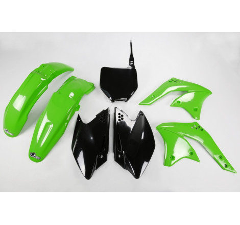 Kit plastiques UFO Vert/Noir pour Kawasaki KX-F 250 – 2008