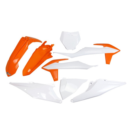 Kit plastiques UFO Orange/Blanc pour KTM SX / SX-F 125/250/350/450 – 2019 à 2022