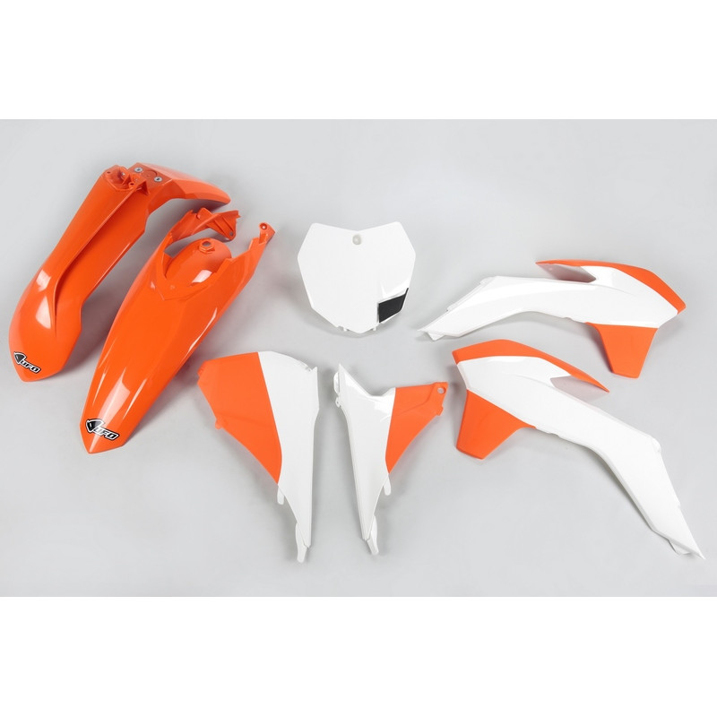 Kit plastiques UFO Orange/Blanc pour KTM SX / SX-F 125/250/350/450 – 2013 à 2015