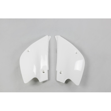 Plaques latérales UFO blanches pour Kawasaki KX 85 (2001–2013)