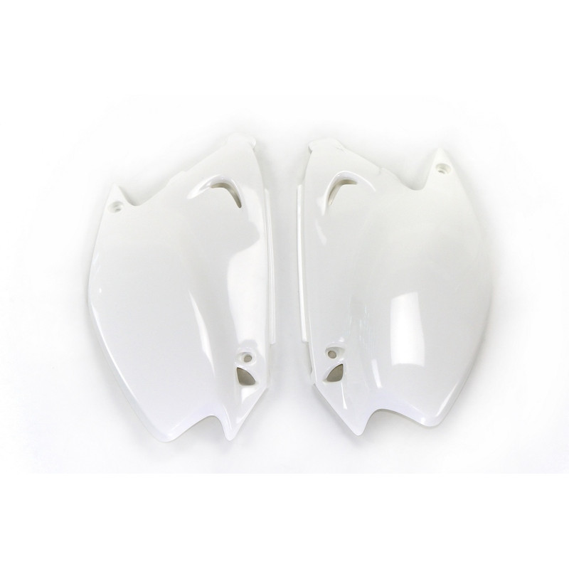 Plaques latérales UFO blanches pour Kawasaki KX 125 / 250 (2003-2008)