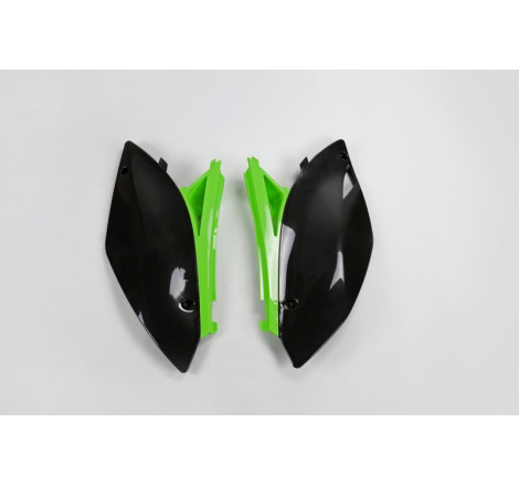 Plaques latérales UFO noir/vert pour Kawasaki KX-F 250 (2009-2012)