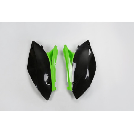 Plaques latérales UFO noir/vert pour Kawasaki KX-F 250 (2009-2012)