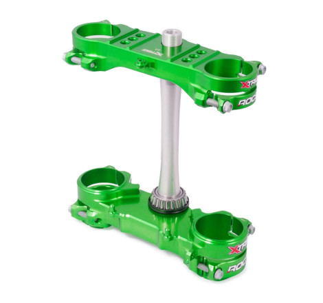 Té de fourche XTRIG ROCS Tech vert offset 23mm KX250 2021 à 2022 / KX450 2019 à 2022