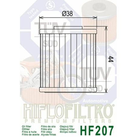 Filtre à huile HIFLOFILTRO HF207 – 250/450 KX-F / RM-Z