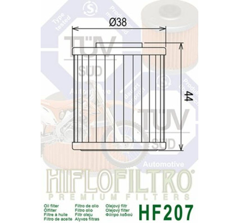 Filtre à huile HIFLOFILTRO HF207 – 250/450 KX-F / RM-Z