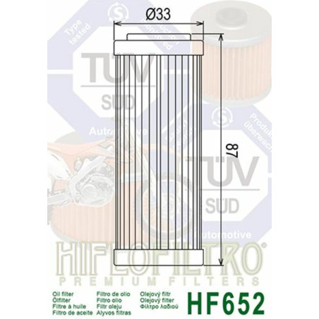 Filtre à huile HIFLOFILTRO HF652 – 250/350/450 SX-F / FC / MC-F