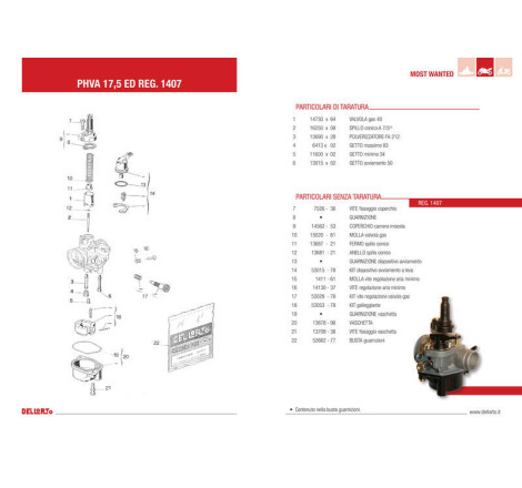 Carburateur DELL ORTO PHVA ED Ø17,5mm AM6 