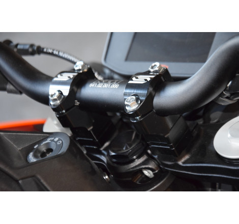Pontets de guidon SCAR Ø28.6mm +35 à 50mm pour té de fourche origine KTM/HVA/BETA/SHERCO