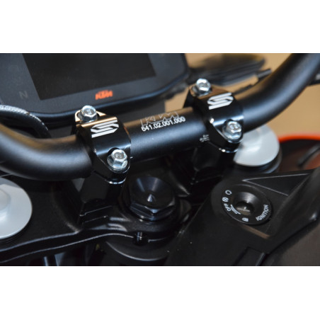 Pontets de guidon SCAR Ø28.6mm +35 à 50mm pour té de fourche origine KTM/HVA/BETA/SHERCO