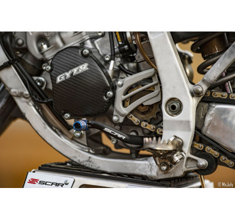 Sélecteur de vitesse SCAR noir mat/embout bleu 125/250 YZ 2006 à 2025