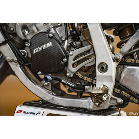 Sélecteur de vitesse SCAR noir mat/embout bleu 125/250 YZ 2006 à 2025