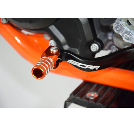 Sélecteur de vitesse SCAR noir mat/embout orange 250/450 SX/SX-F