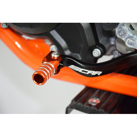 Sélecteur de vitesse SCAR noir mat/embout orange 250/450 SX/SX-F