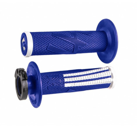 Poignées ODI Emig Pro V2 Lock-On Full Grip bleu/blanc