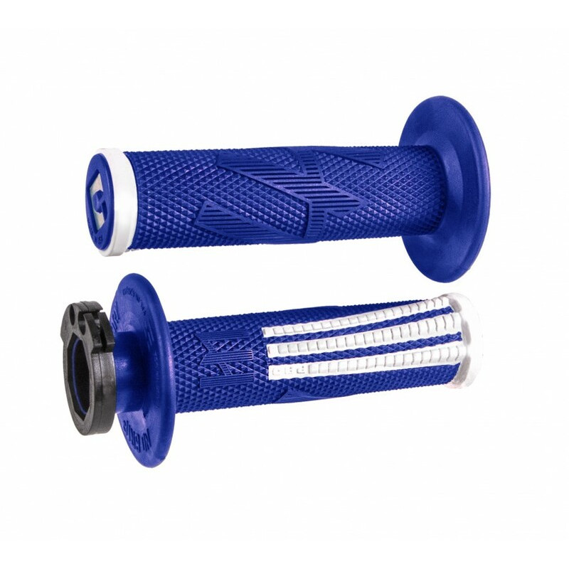 Poignées ODI Emig Pro V2 Lock-On Full Grip bleu/blanc