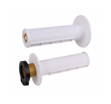 Poignées ODI Emig V2 Lock-On Semi-Gaufrée – Haute Performance Moto blanc