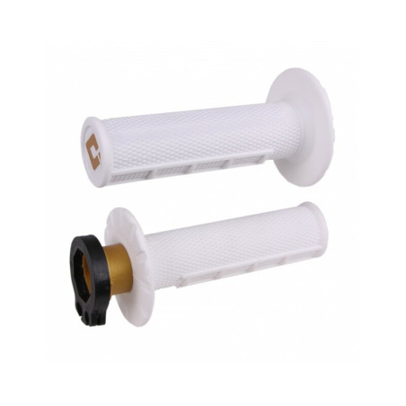 Poignées ODI Emig V2 Lock-On Semi-Gaufrée – Haute Performance Moto blanc