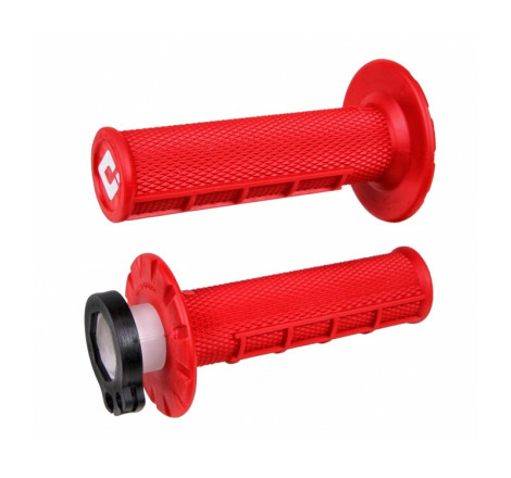 Poignées ODI Emig V2 Lock-On Semi-Gaufrée – Haute Performance Moto rouge